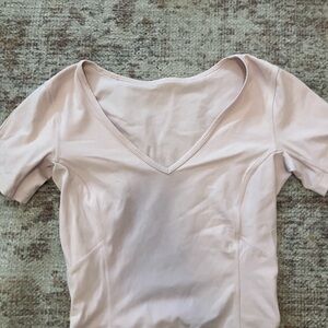 Lululemon Athletica Light Pink V-Neck Crop Top